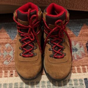 Columbia Tan Hiking Boots with Red Accents